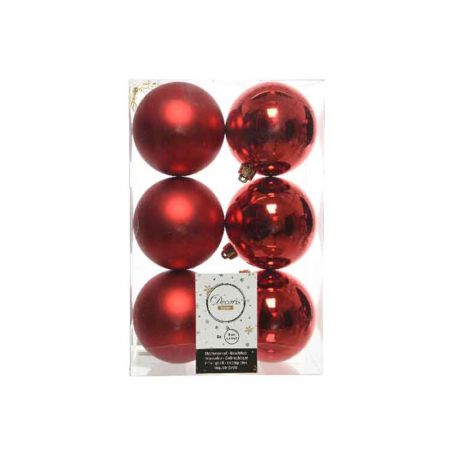 Christmas red shiny & matt mix, box of 6