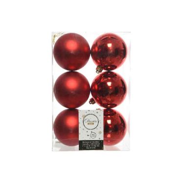 Christmas red shiny & matt mix, box of 6