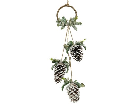 Door hanger natural look with artificial conifer & cones