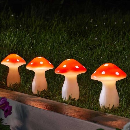 Fairy Mushroom Solar Stake Lights - Set of 4