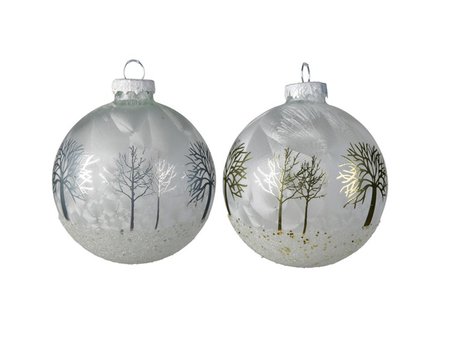 Glass bauble, icy trees, 2 styles/colours