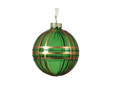 Glass bauble, pine Green glitter