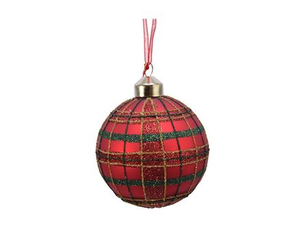 Glass bauble, Red plaid