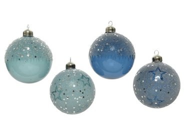 Glass bauble, sugar stars 4 colours