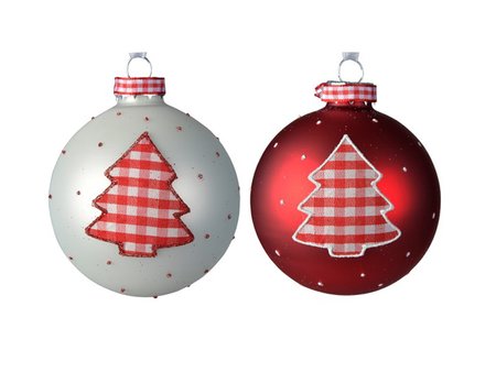 Glass bauble with gingham tree,  2 styles/colours