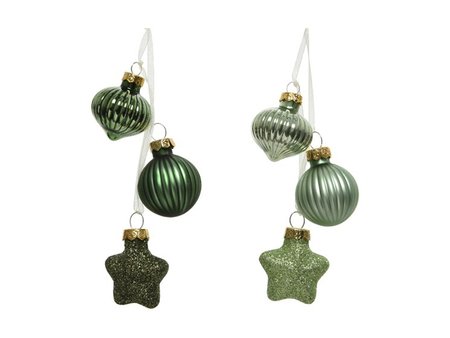 Glass - small decs in bunch, green colours