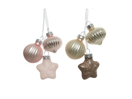 Glass - small decs in bunch, soft pink colours