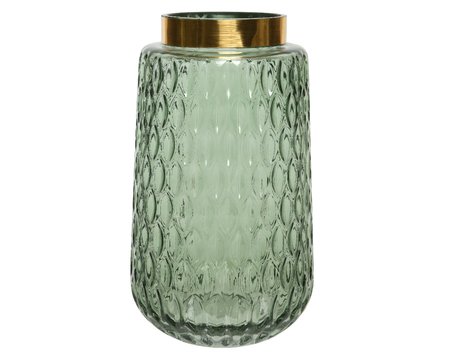 Glass vase with gold rim