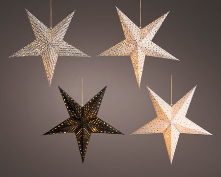 LED lighted paper star, battery operated  for indoor use