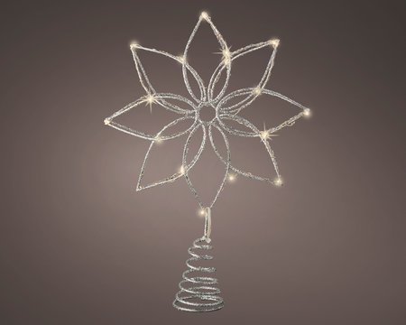 LED tree-topper, glitter with warm white lights