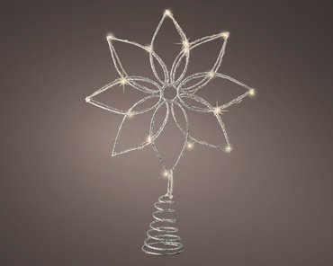 LED tree-topper, glitter with warm white lights