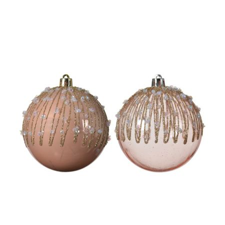 Pink bauble with glitter & pearls