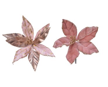 Poinsettia clip-on decoration in velvet finish