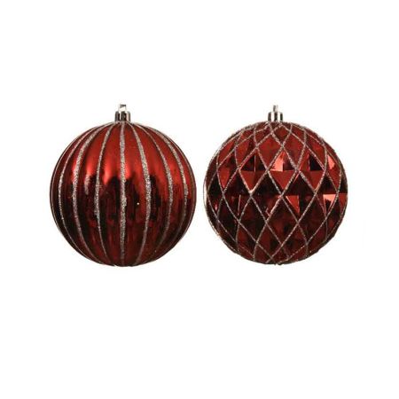 Red & gold bauble in stripes or diamond shapes