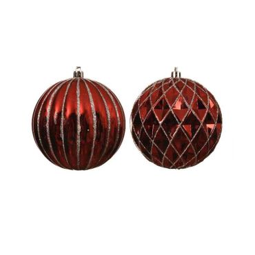 Red & gold bauble in stripes or diamond shapes