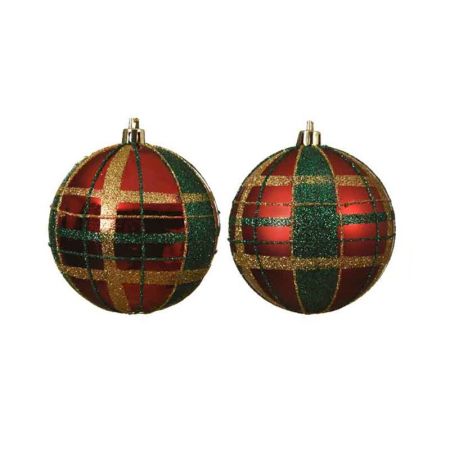 Red, gold green plaid bauble