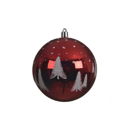 Red shiny bauble with glitter tree