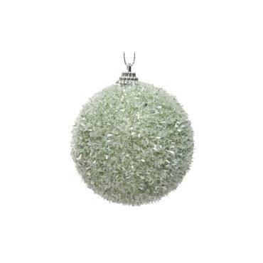 Sage green snow effect bauble