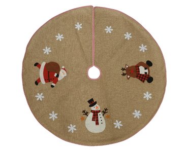 Tree skirt in natural jute-effect fabric with Christmas print