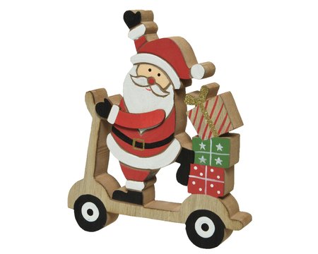 Wooden Santa on scooter