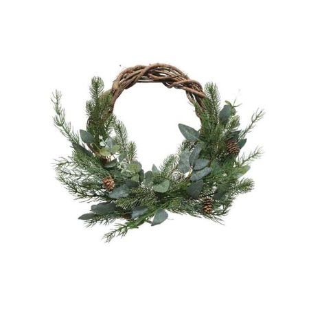 Wreath with Eucalyptus, conifer & pinecones